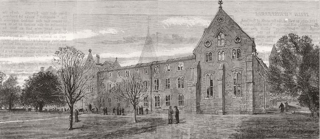 IRELAND. Fire, Maigh Nuad College 1878 old antique vintage print picture